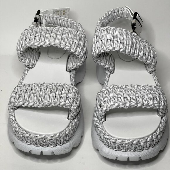 Moncler | Belay Woven Open Toe Sandals in Light Grey - Picture 3 of 8